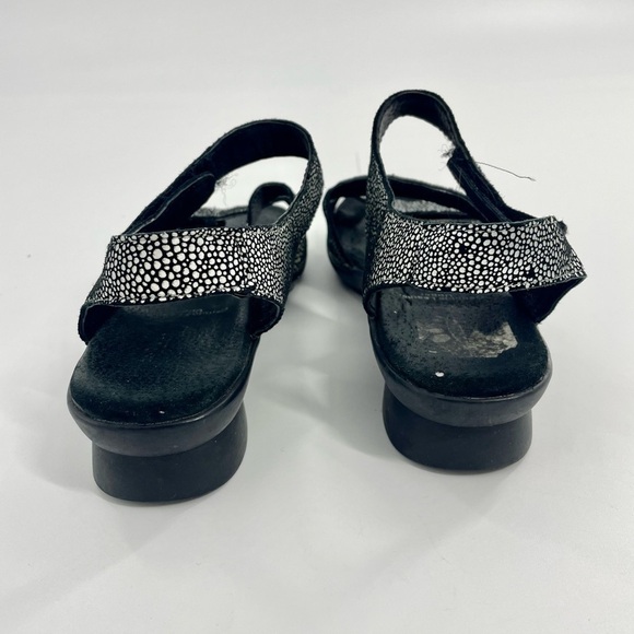 Spring Step Ankle Strap Sandals Black White Leather Natal Wedge Comfort 37 / 7 - Picture 5 of 8